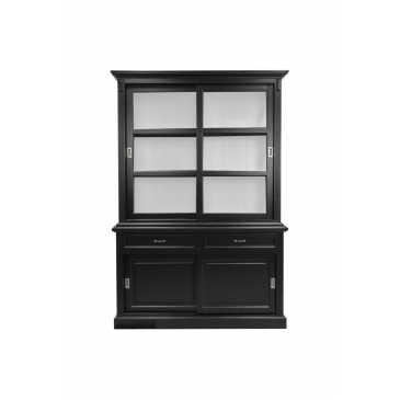 HSM Collection Buffetkast Venice 150cm Zwart/Wit Magonie/Glas