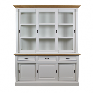 HSM Collection Buffetkast Provence 180cm Wit/Naturel Grenen/Glas