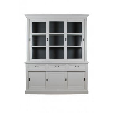 HSM Collection Buffetkast Provence 180cm Wit/Donkergrijs Grenen/Glas
