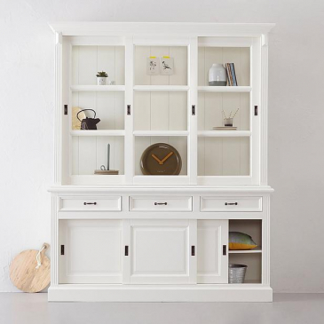 HSM Collection Buffetkast Provence 180cm Wit Grenen/Glas