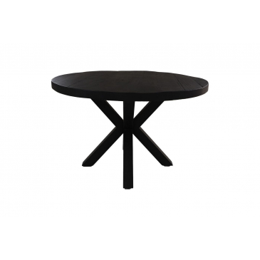HSM Collection Eettafel Rond Ø120cm Zwart Mangohout/Metaal