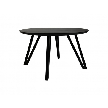 HSM Collection Eettafel Rond Zurich Ø130x76cm Zwart Acaciahout/Metaal