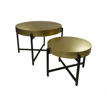 HSM Collection Salontafel Set van 2 Goud/Zwart Metaal