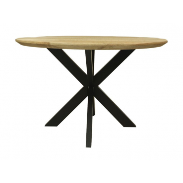 HSM Collection Eettafel Rond Bern Ø120x76cm Naturel/Zwart Mangohout/Metaal