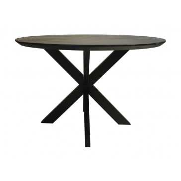 HSM Collection Eettafel Rond Zurich Ø120x76cm Zwart Acaciahout/Metaal