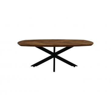 HSM Collection Salontafel Visgraat 120cm Donker Naturel/Zwart Eiken/Metaal