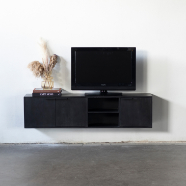 Zwevend Tv-meubel Zen Zwart 160cm - Giga Meubel