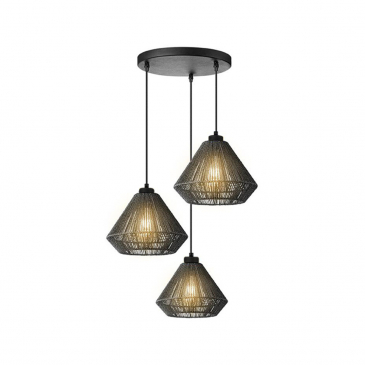 LABEL51 Hanglamp Ibiza Diamond 3-Lichts Zwart Jute