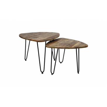 HSM Collection Salontafel Dexter Ø60cm Mangohout/Ijzer Set van 2