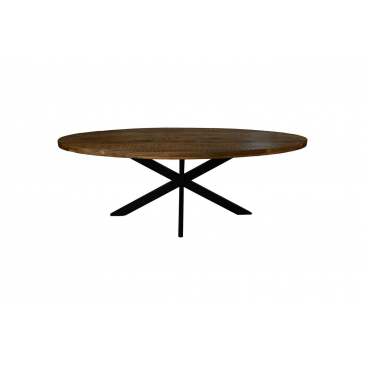 HSM Collection Eettafel Ovaal Canberra 180cm Naturel/Zwart Mangohout/Metaal