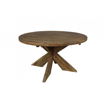 HSM Collection Eettafel Rond Ø130x75cm Naturel Donker Teak