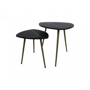HSM Collection Salontafel Marseille Zwart Marmer/Goud Set van 2