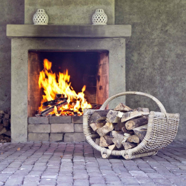 Rotan haardmand met hengsel