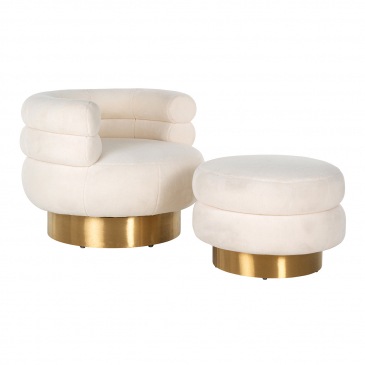 Richmond Poef Faya White Teddy / Brushed Gold