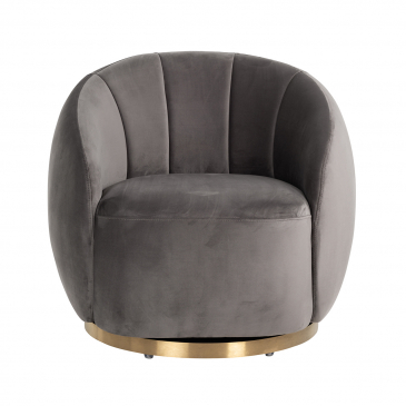 Richmond Draaifauteuil Jago Stone Velvet / Brushed Gold