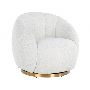 Richmond Draaifauteuil Jago White Bouclé / Brushed Gold