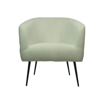 HSM Collection Fauteuil Wit/Zwart Teddy/Bouclé/Metaal