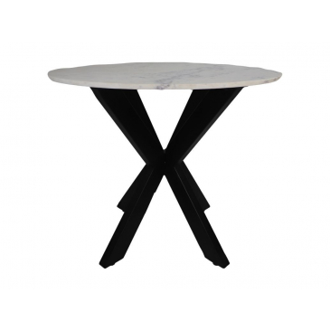 HSM Collection Eettafel Rond Ø90x76cm Wit/Zwart Marmer/Metaal