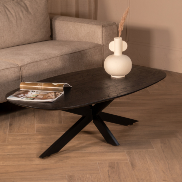 Salontafel Gordon Zwart Deens Ovaal 130cm - Giga Meubel