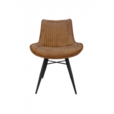 HSM Collection Eetkamerstoel Denver Set van 2 Cognac/Zwart Polyester/Metaal