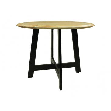 HSM Collection Eettafel Rond Ø100x76cm Naturel/Zwart Acaciahout/Metaal