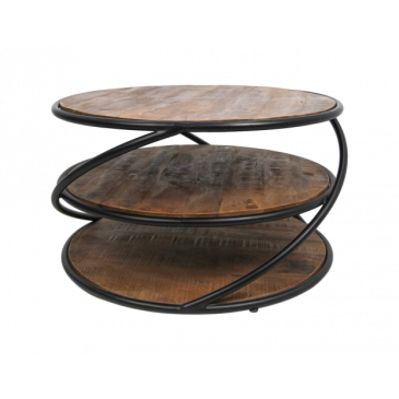 HSM Collection Salontafel Tower Ø70cm Mangohout/Ijzer