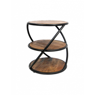 HSM Collection Salontafel Tower Ø43cm Mangohout/Ijzer