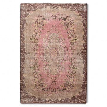 HKliving Vloerkleed Wol Gevlochten Floral Roze (200x300)