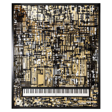 Richmond Wanddecoratie Piano Wibi Zwart/Goud 158x188cm