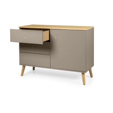 Tenzo Dressoir Dot 1-Deurs 3 Lades Taupe/Eiken