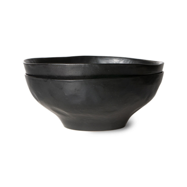 Hkliving Bold & Basic Ceramics: Large Bowl Zwart (Set van 2)