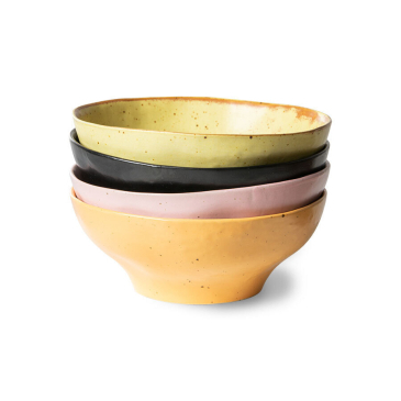 Hkliving Bold & Basic Ceramics: Small Bowl Mixed Colours (Set van 4)