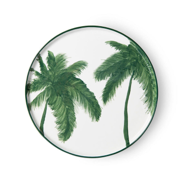 Hkliving Bold & Basic Ceramics: Porcelain Dinner Plate Palms, Groen