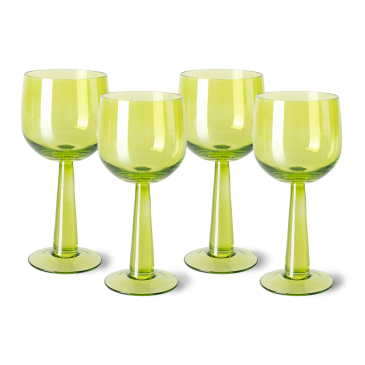 Hkliving The Emeralds: Wine Glazen Tall, Lime Groen (Set van 4)