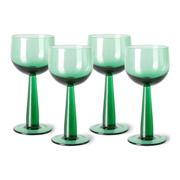Hkliving The Emeralds: Wine Glazen Tall, Fern Groen (Set van 4)