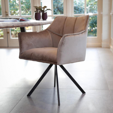 Armstoel Draaibaar Velvet Champagne - Giga Meubel