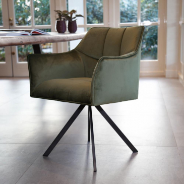 Armstoel Draaibaar Velvet Groen - Giga Meubel