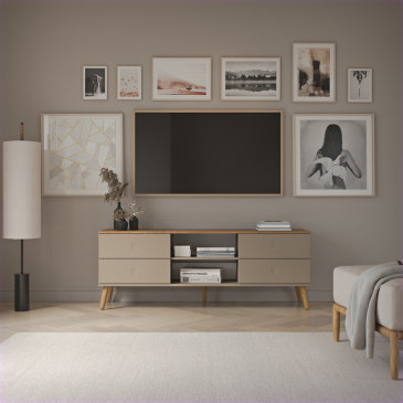 Tenzo Tv-Meubel Dot 4 Lades Taupe/Eiken