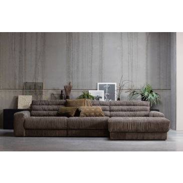 BePureHome Date Chaise Longue Rechts Grove Ribstof Mud