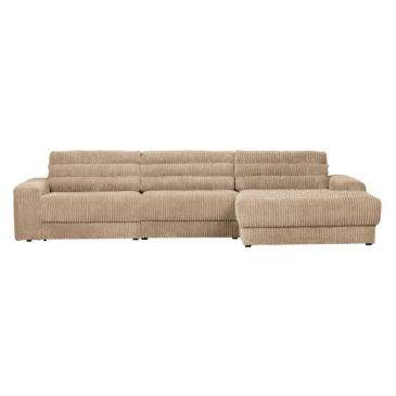 BePureHome Date Chaise Longue Rechts Grove Ribstof Travertin