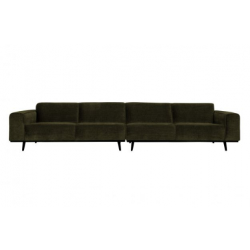 BePureHome Statement XL 4-Zits Bank 372cm Platte Brede Rib Warm Groen