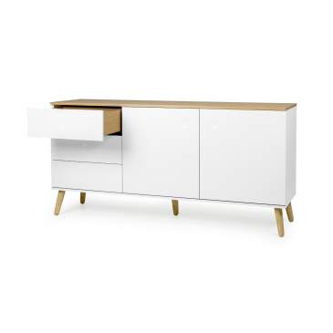 Tenzo Dressoir Dot 2-Deurs 3 Lades Wit/Eiken