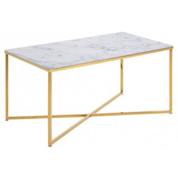 Salontafel Felien Glas Wit/Goud 90cm - Giga Living