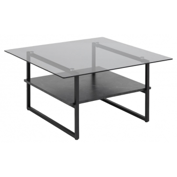 Salontafel Pula Glas Grijs/Zwart 80cm - Giga Living