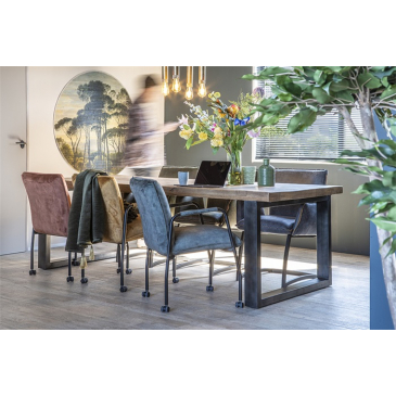 Eleonora Eettafel Mangohout Met Metalen Onderstel 240cm