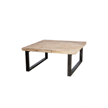 Eleonora Salontafel Mangohout Met Zwarte Metalen Poot 100x100cm