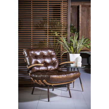 Fauteuil Bastiaan - donkerbruin java leder - Eleonora