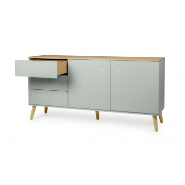 Tenzo Dressoir Dot 2-Deurs 3 Lades Groen/Eiken