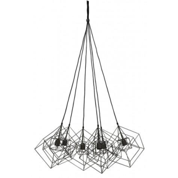 Light & Living Hanglamp 6-Lichts Kubinka Mat Zwart 25x25x26cm
