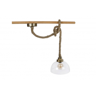 Hanglamp rond dik touw helder glas 